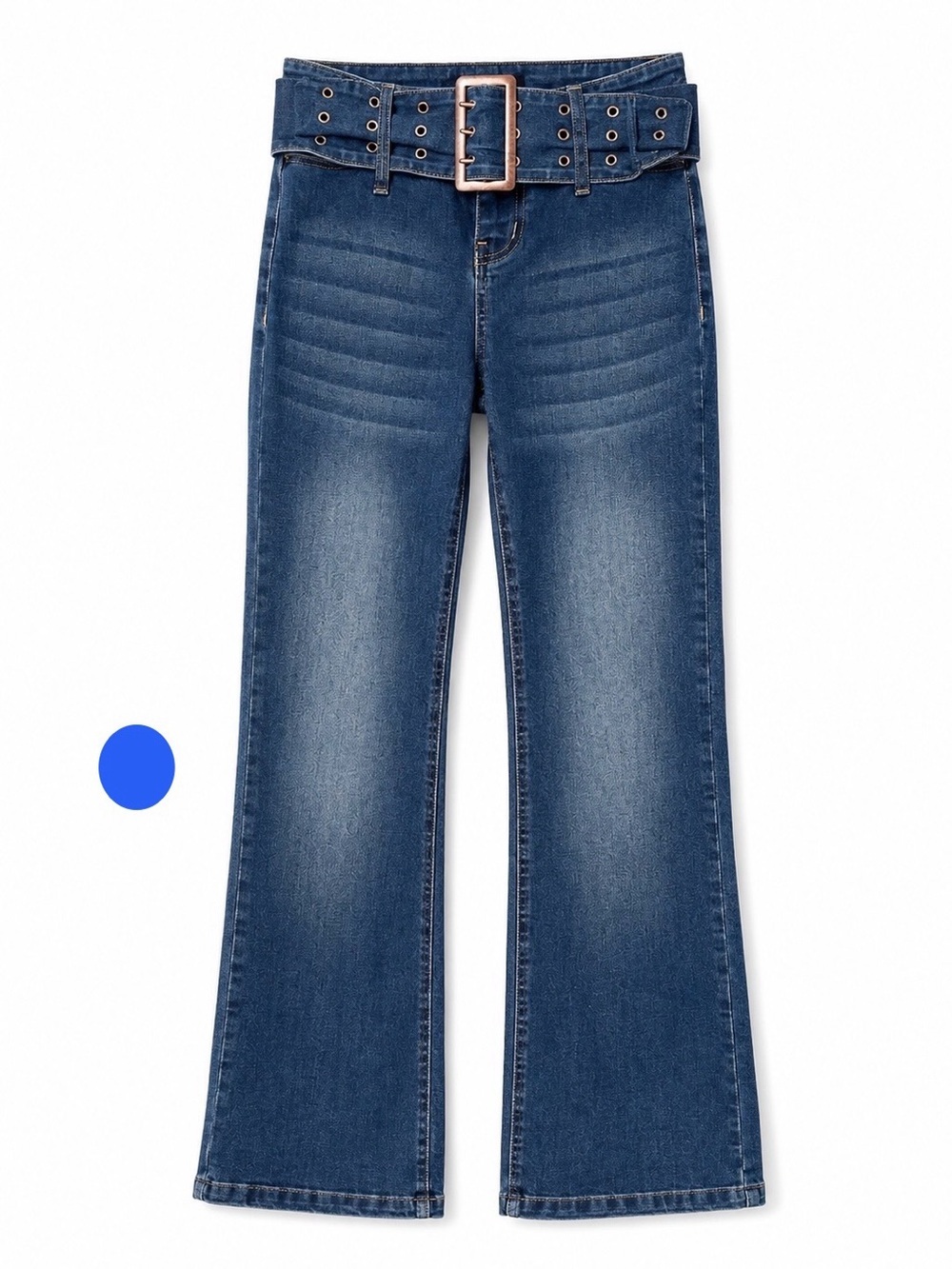 Madden NYC Size 00 Dark Wash High Rise Wide Belt Flare Jeans Women